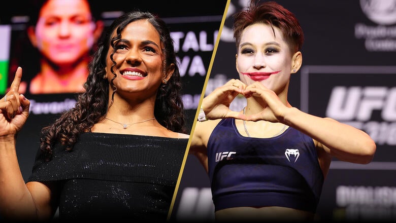 Natalia Silva and Wang Cong on the UFC 332 fight graphic